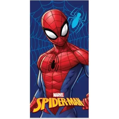 Toalha azul com imagem do Spider-Man da Marvel e texto SPIDER-MAN.