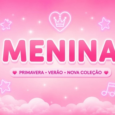 Duas raparigas com roupagem casual rosa e azul sobre fundo rosa com texto de coleção de primavera e verão.