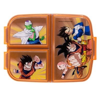 Estojo de plástico laranja com personagens de Dragon Ball e texto DRAGON BALL