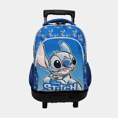 Mochila trolley azul com personagem Stitch da Disney
