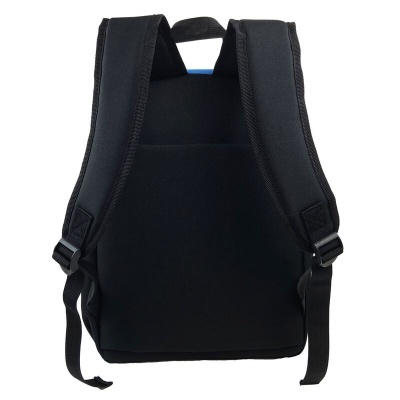 Mochila preta vista por trás com alças acolchoadas