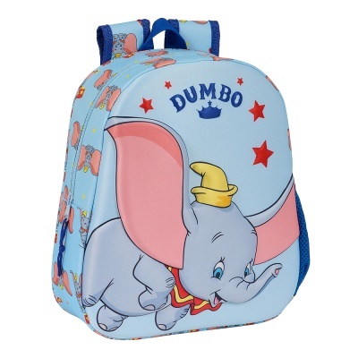 Mochila infantil azul com desenho do Dumbo e estrelas vermelhas