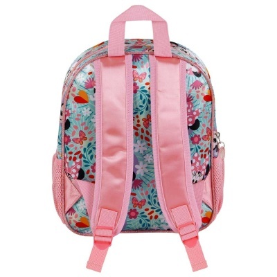 Mochila infantil floral e borboletas com alças rosa