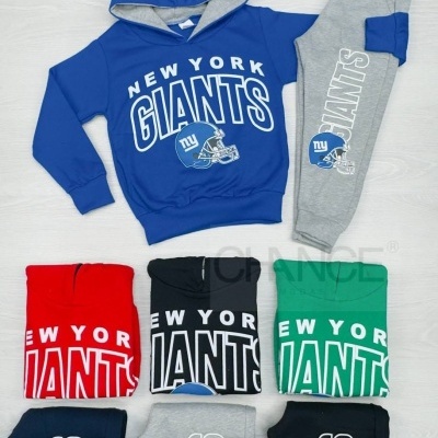 Conjunto de roupa de bebé NEW YORK GIANTS azul e cinzento com outros conjuntos dobrados em várias cores