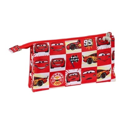 Estojo vermelho com imagens do filme Carros