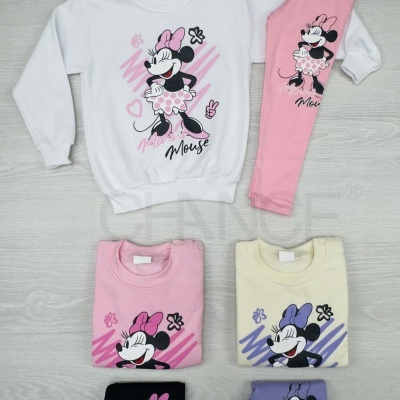 Conjunto infantil Minnie Mouse em várias cores com camisola e calças