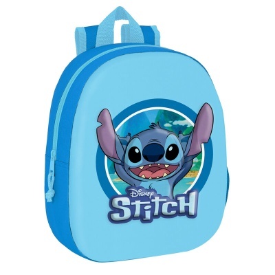 Mochila infantil azul claro com estampa do personagem Stitch da Disney