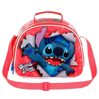 Mala vermelha com estampa de Stitch e texto Sweet Things