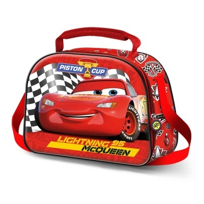 lancheira vermelha Lightning McQueen com padrão quadriculado