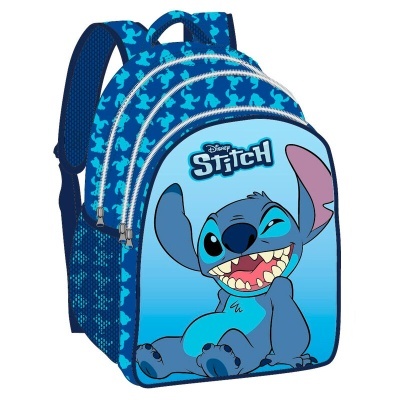 Mochila azul com imagem do personagem Stitch da Disney