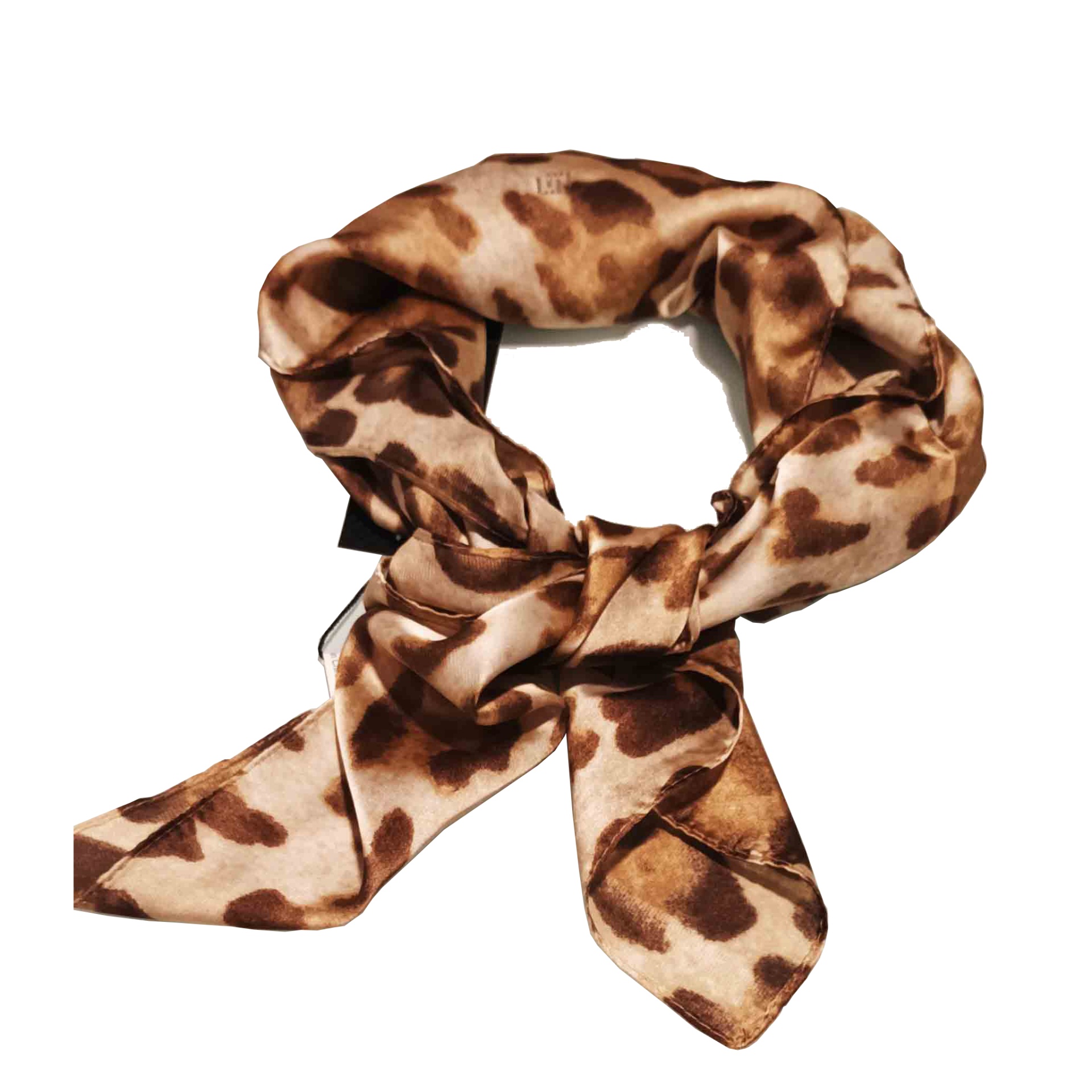 Lenço com padrão animal print castanho e bege