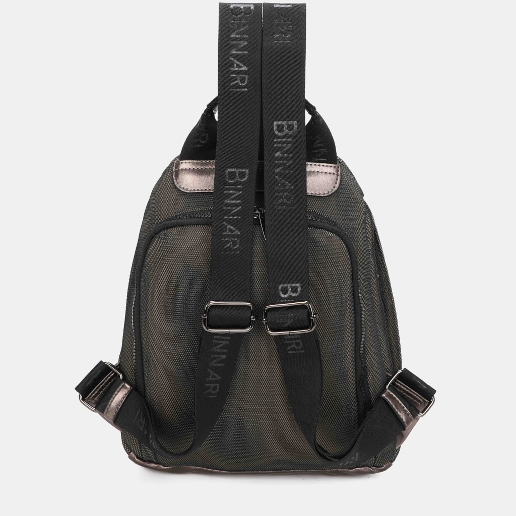 Mochila preta pequena vista de trás com alças BINNARI
