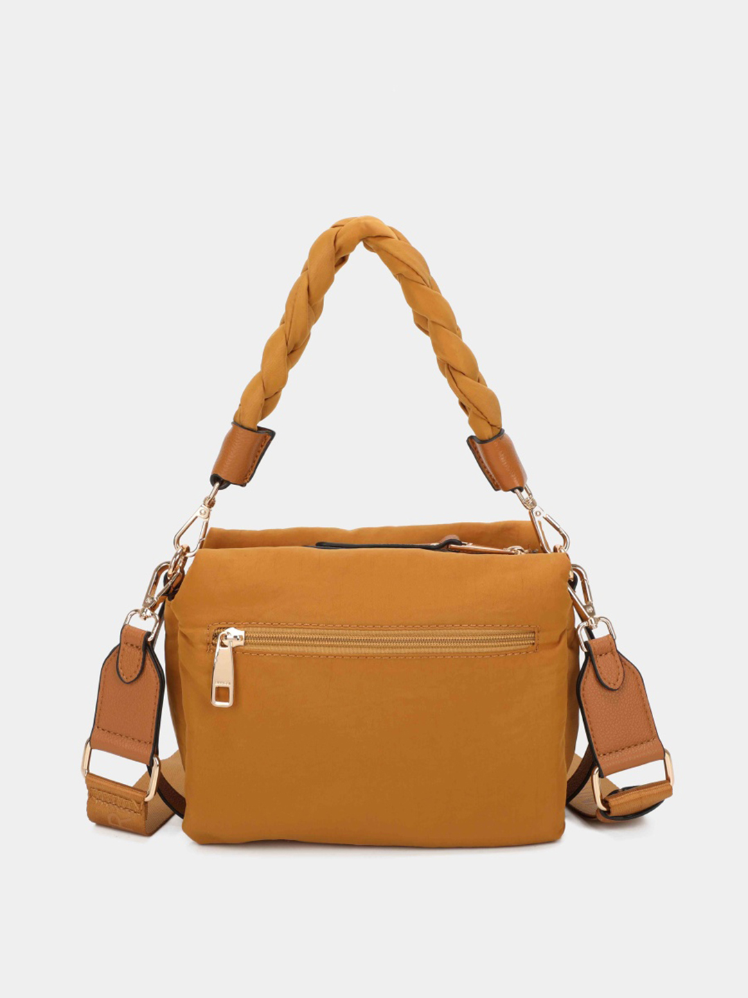 Mala ombro laranja com alça trançada