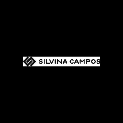 Logótipo da marca SILVINA CAMPOS com ícone gráfico preto e nome em letras maiúsculas