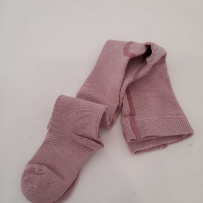 Meias-calças rosa em malha com bainha canelada