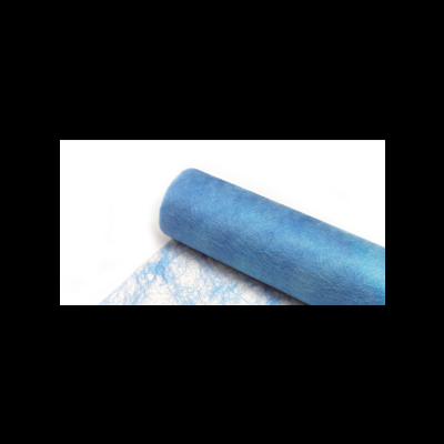 Rolo de tecido azul translúcido com textura fibrosa