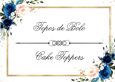 Cartão decorativo com texto e flores azuis e rosas