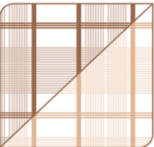 Padrão geométrico de linhas bege e castanho.