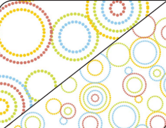 Padrão colorido de círculos formados por pontos sobre fundo branco