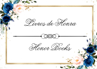 Quadro decorativo com texto Livros de Honra e flores coloridas