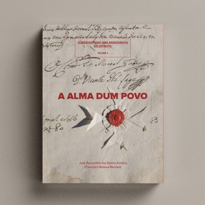Capa de livro com fundo de papel antigo, selo de cera vermelho e texto em vermelho e castanho