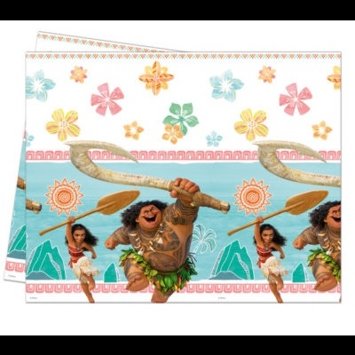 Toalha de mesa colorida com flores e personagens de desenho animado