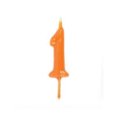 Vela de aniversário laranja em forma do número 1