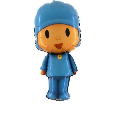Balão formato personagem infantil Pocoyo em azul e bege