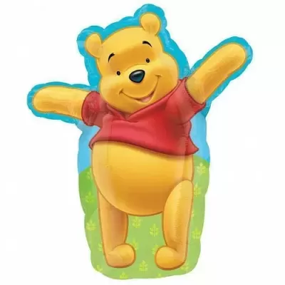Balão do personagem Winnie the Pooh amarelo de camisola vermelha