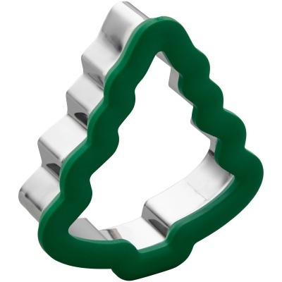 Cortador de biscoitos em forma de árvore de Natal com acabamento verde