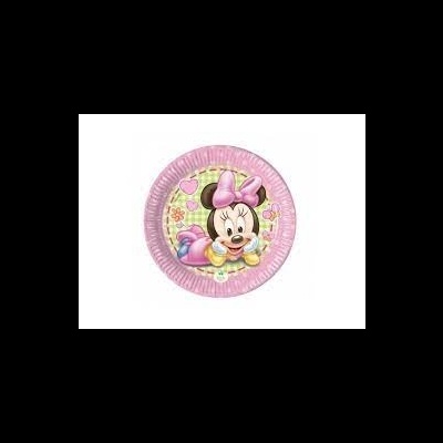 Prato de papel decorado com Minnie Mouse cor-de-rosa