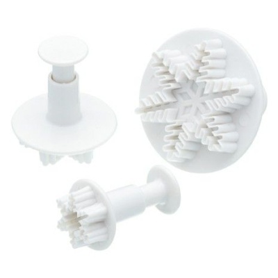 Conjunto de carimbos de plástico branco com padrões de flocos de neve