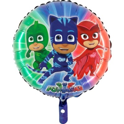 Balão foil redondo com personagens PJ Masks coloridos