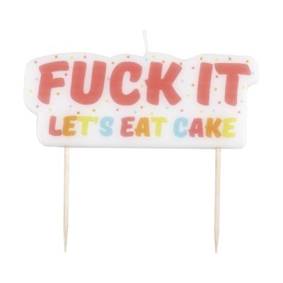 Vela decorativa de bolo com mensagem colorida e estacas de madeira