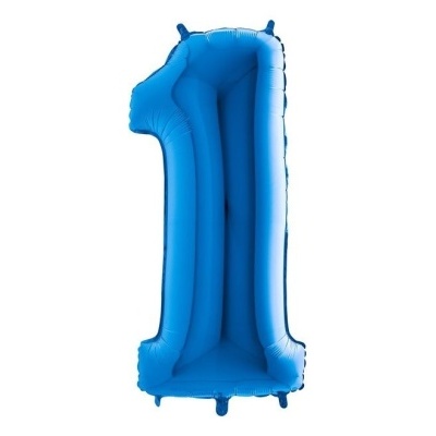 Balão azul em forma de número 1