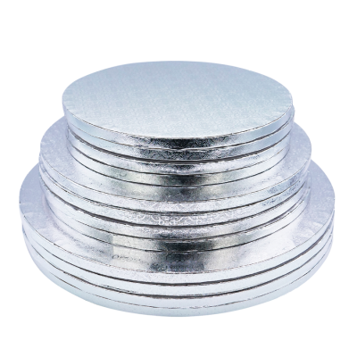 Bases redondas para bolos revestidas a papel alumínio prateado