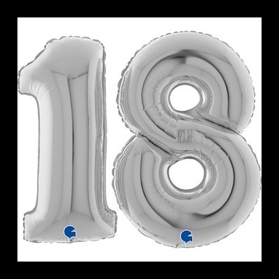 Balões metálicos prateados números 1 e 8