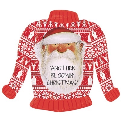 Camisola vermelha de Natal com padrão branco e Pai Natal com texto