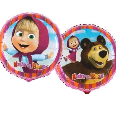 Balões redondos com personagens Masha and the Bear