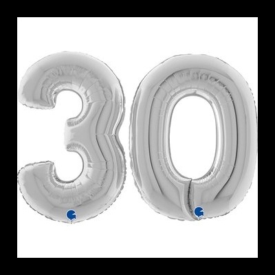 Baloões prateados formato números 3 e 0