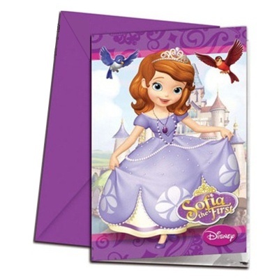 Cartão infantil Sofia the First roxo com envelope