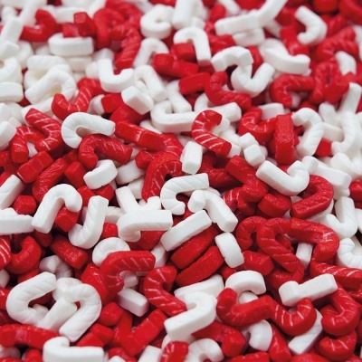 Enfeites de bengala de Natal vermelhos e brancos