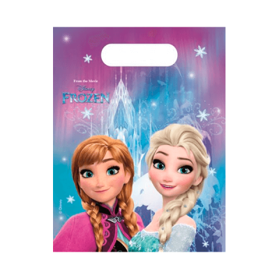 Saco plástico decorado com personagens do filme Disney Frozen