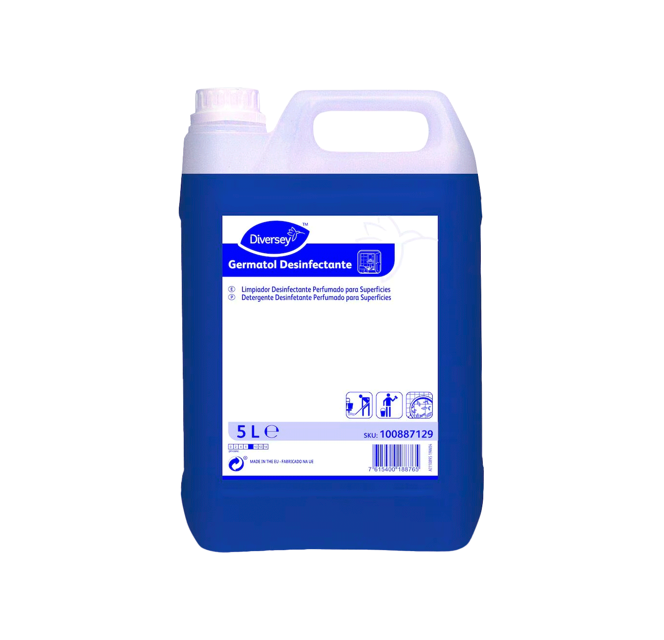 Germatol Desinfectante - 5L Recipiente plástico azul e branco de 5L de detergente desinfetante