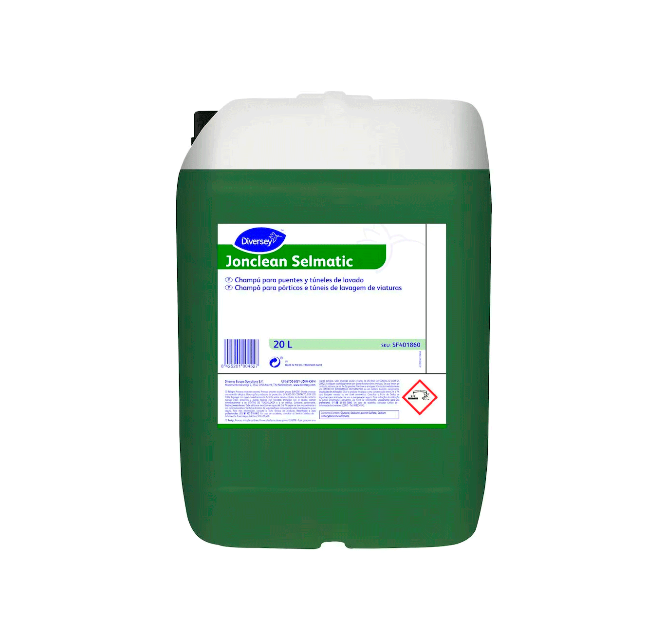 Jonclean Selmatic - 20L Recipiente verde de 20 litros com produto de limpeza JONCLEAN SELMATIC