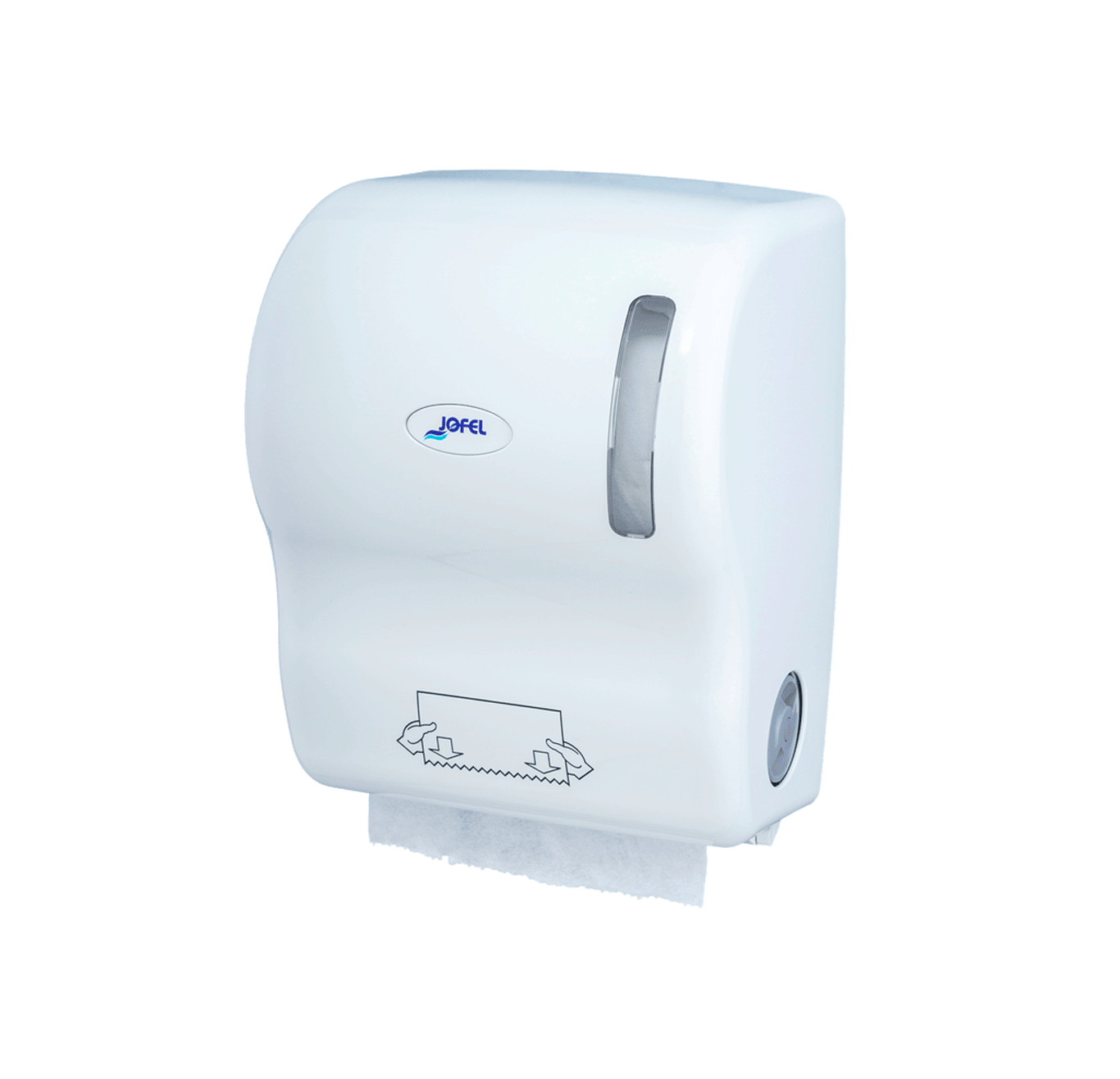 Jofel Dispensador de Toalhas de Papel Auto Corte Azur Dispenser de papel branco para toalhetes de mão com janela transparente e marca Jofel