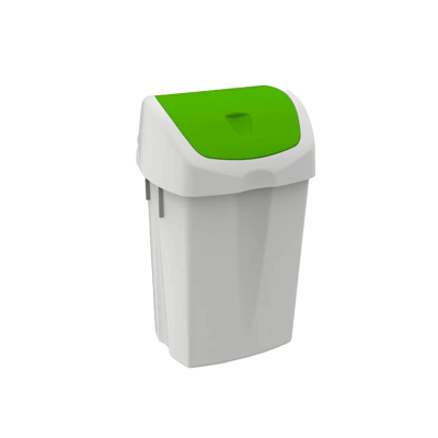 Lixeira branca com tampa verde