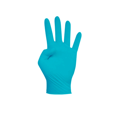 Luva descartável azul isolada em fundo branco