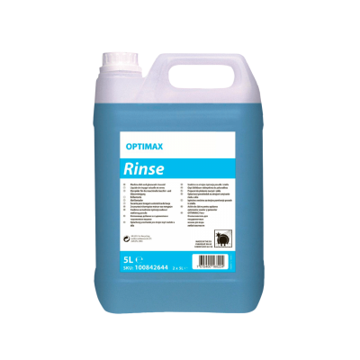 Recipiente azul 5L OPTIMAX Rinse com etiqueta e alça branca