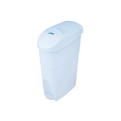 Contentor de lixo branco com tampa basculante e pedal